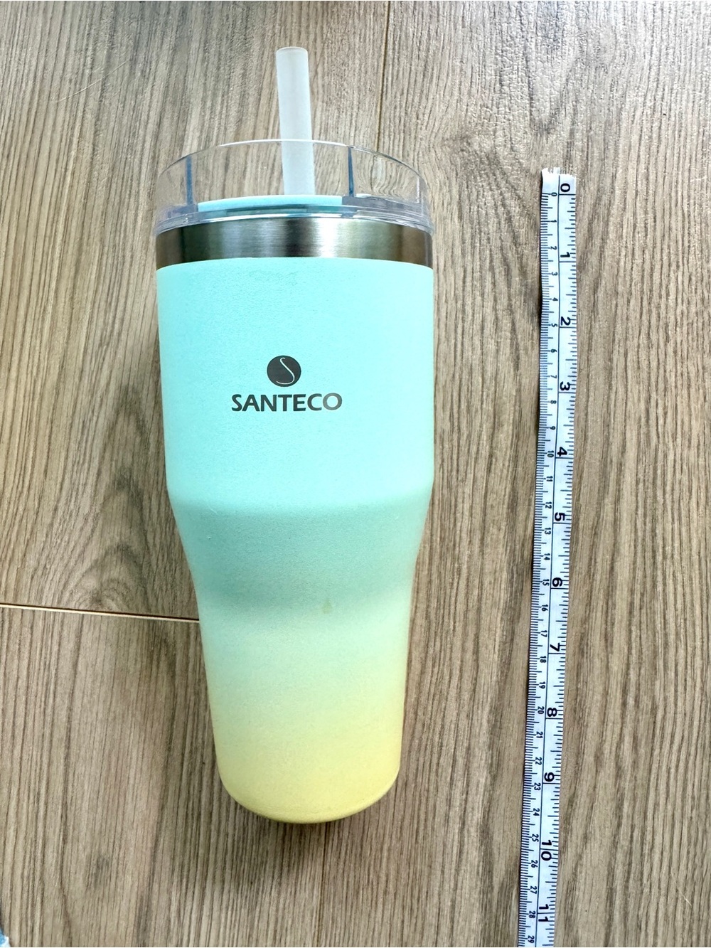SANTECO Mint-to-Yellow Ombre Insulated Tumbler with Straw